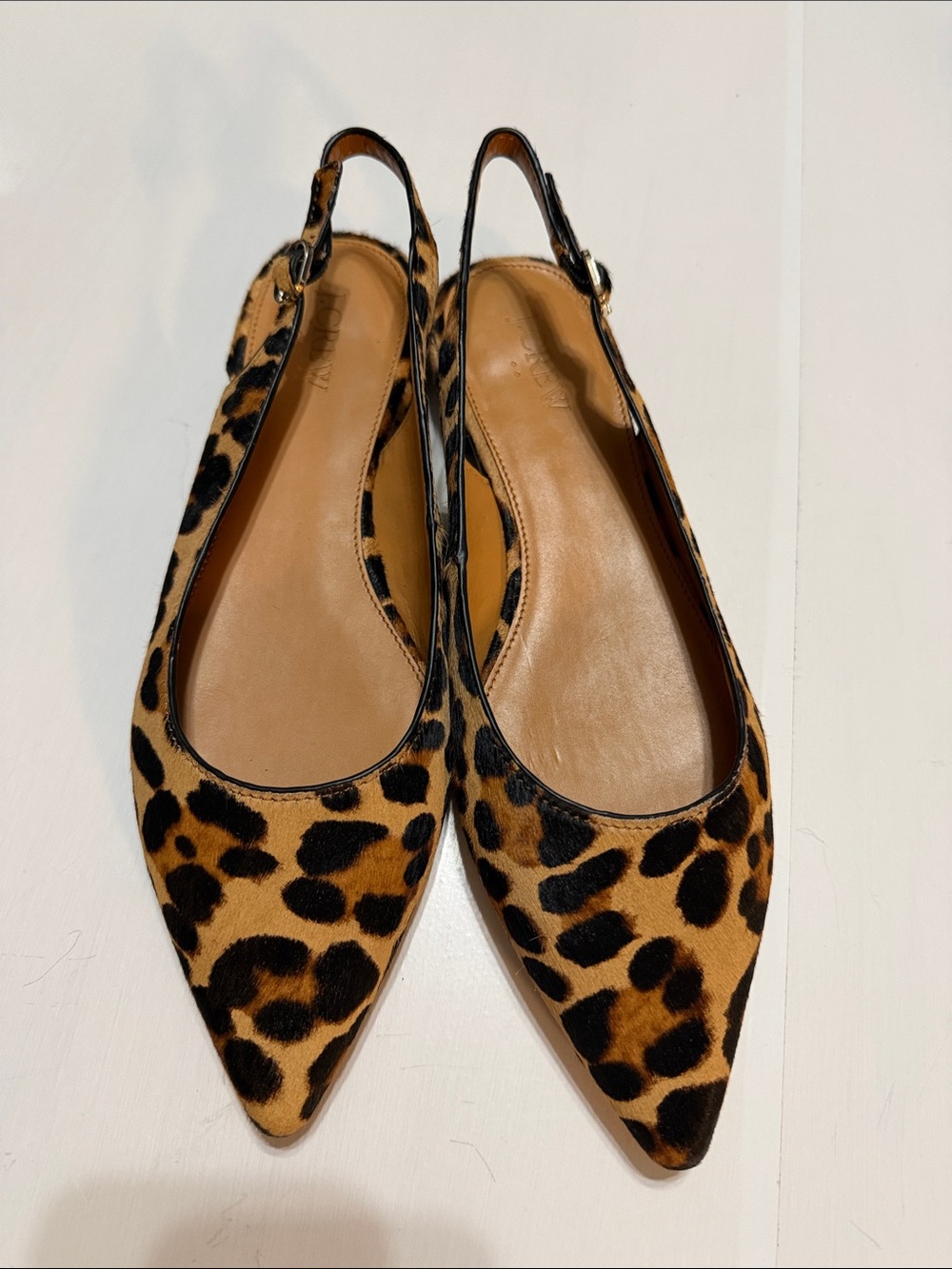 J. Crew Rich Mahogany Calfhair Pointy Toe Slingback Flats 8.5 NIB